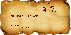 Milkó Tibor névjegykártya